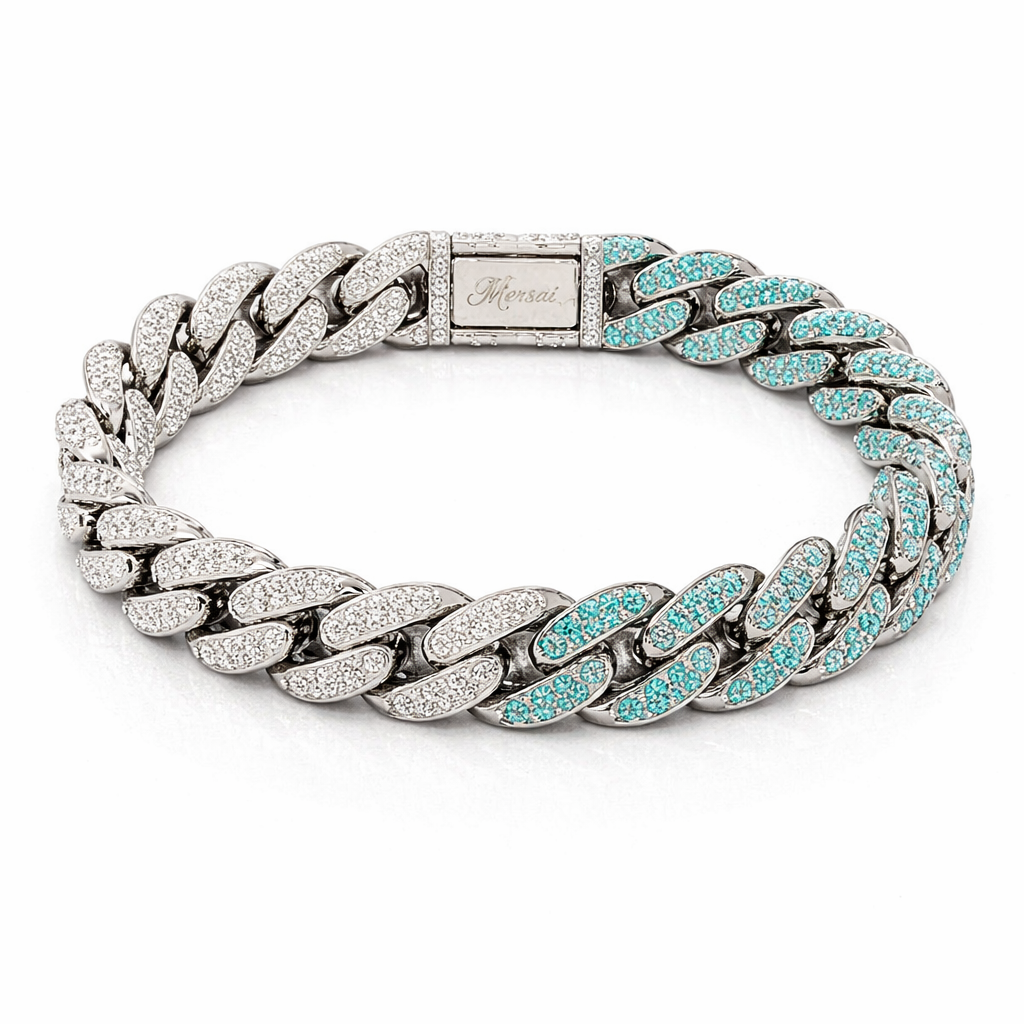 Two-Tone Iced Cuban Link Bracelet