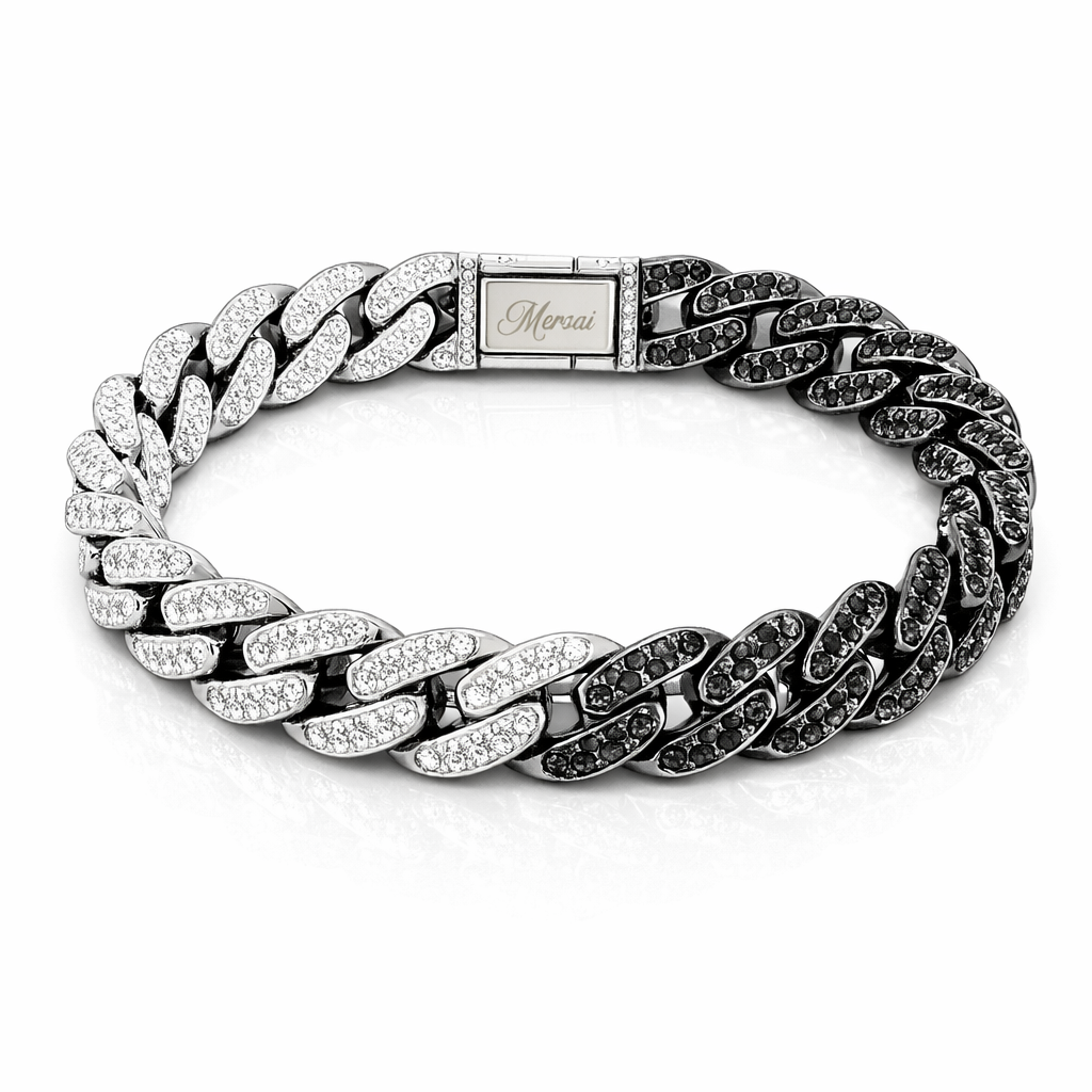 Two-Tone Iced Cuban Link Bracelet