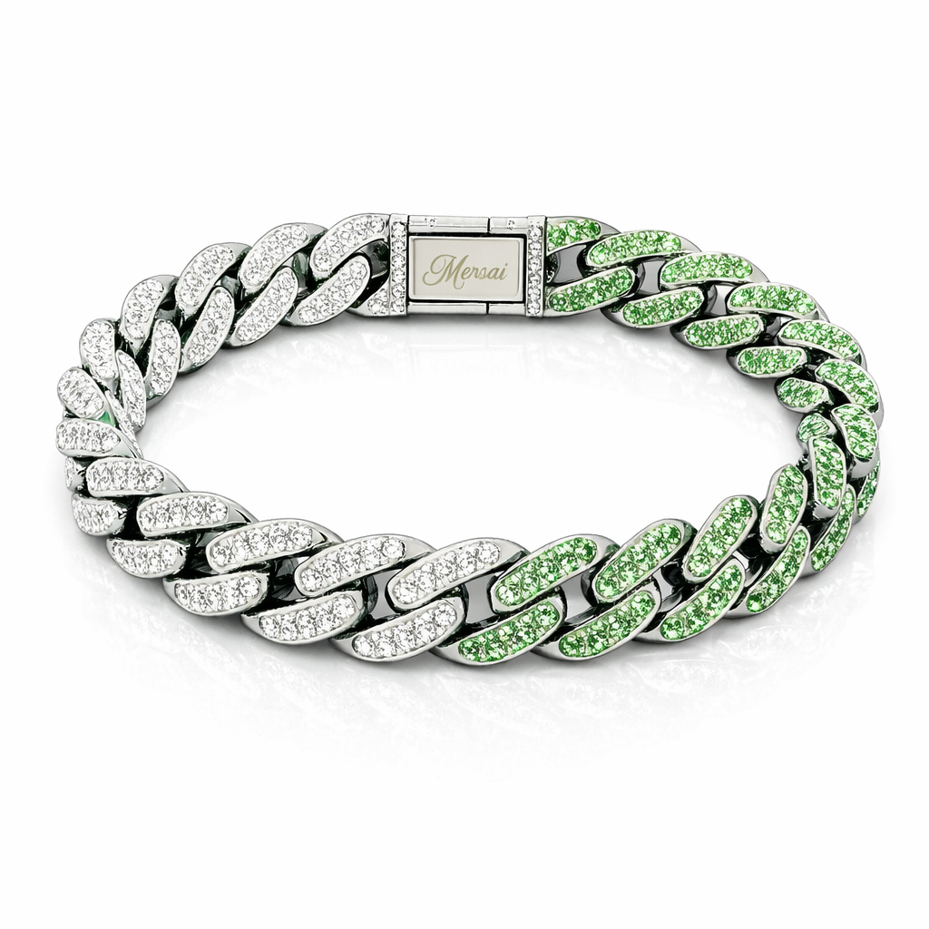 Two-Tone Iced Cuban Link Bracelet