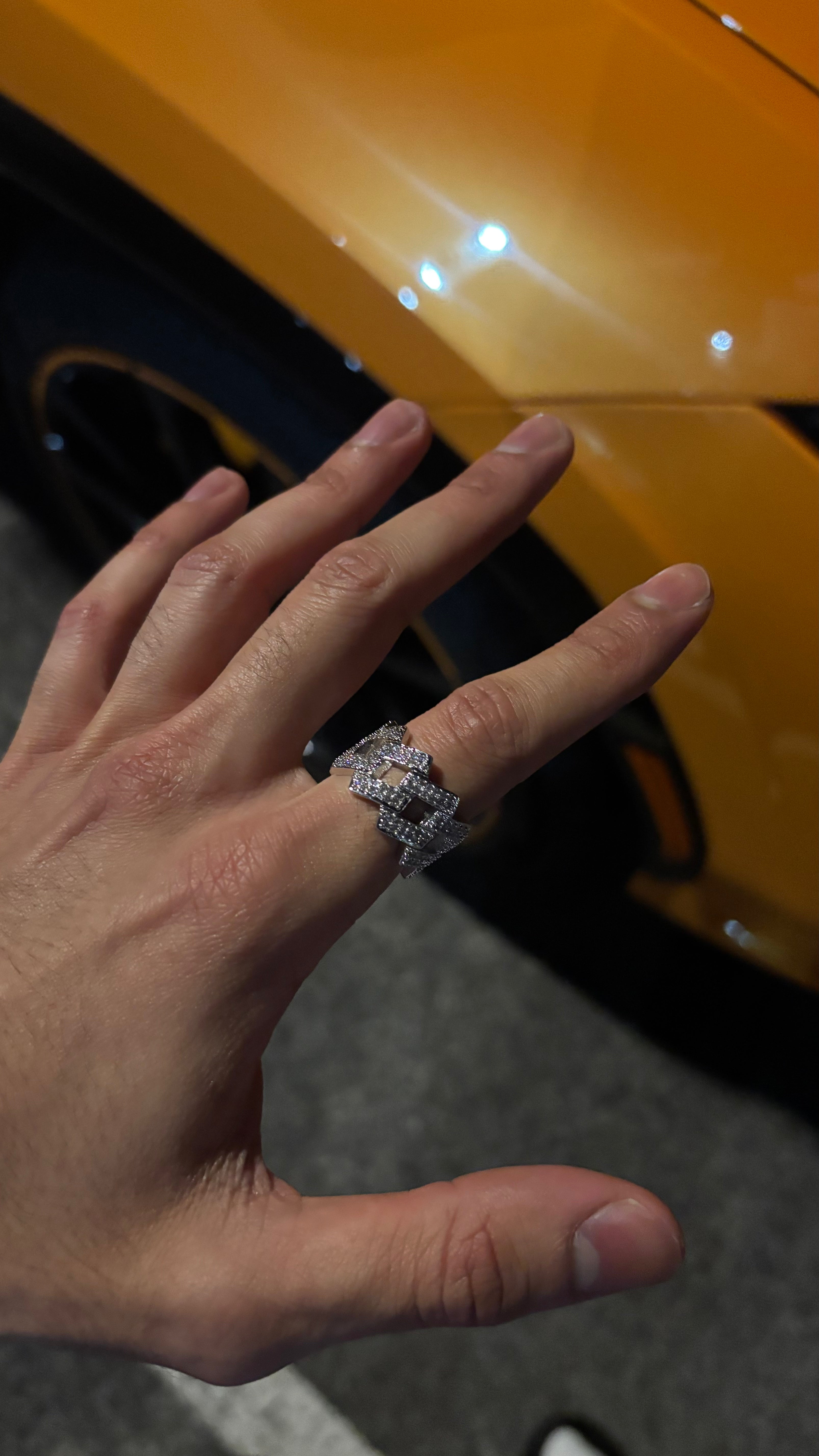 Iced Square Link Ring