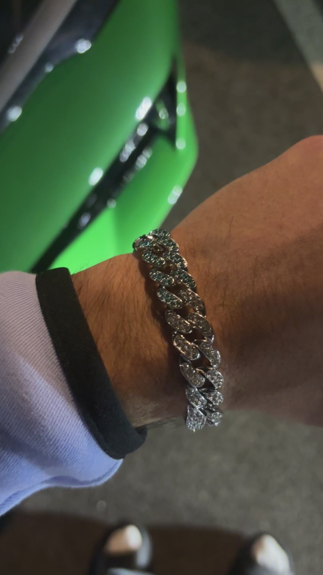 Two-Tone Iced Cuban Link Bracelet